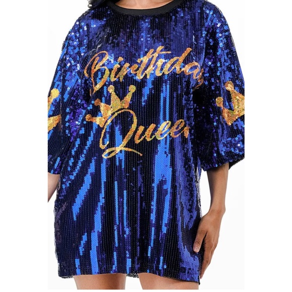 Women's It's My Birthday Sequin Oversized Top /Dress "It's My Birthday" - Picture 3 of 3